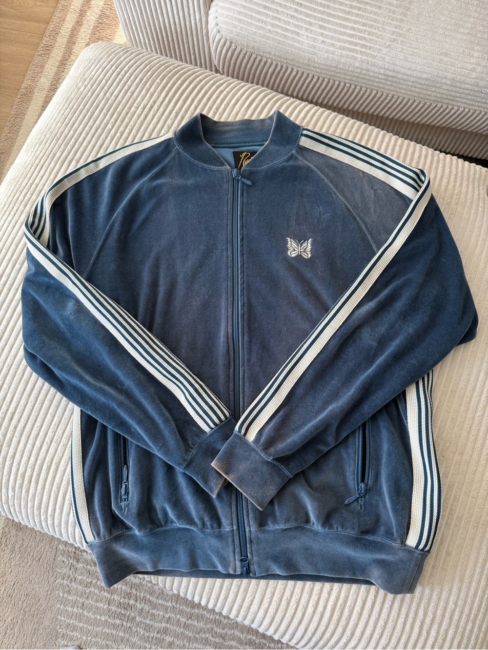 Needles Navy Track Zip-Up Jacket (distressed)